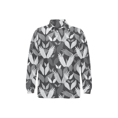 Angel Wings Pattern Design Themed Print Long Sleeve Polo Shirt For Men's