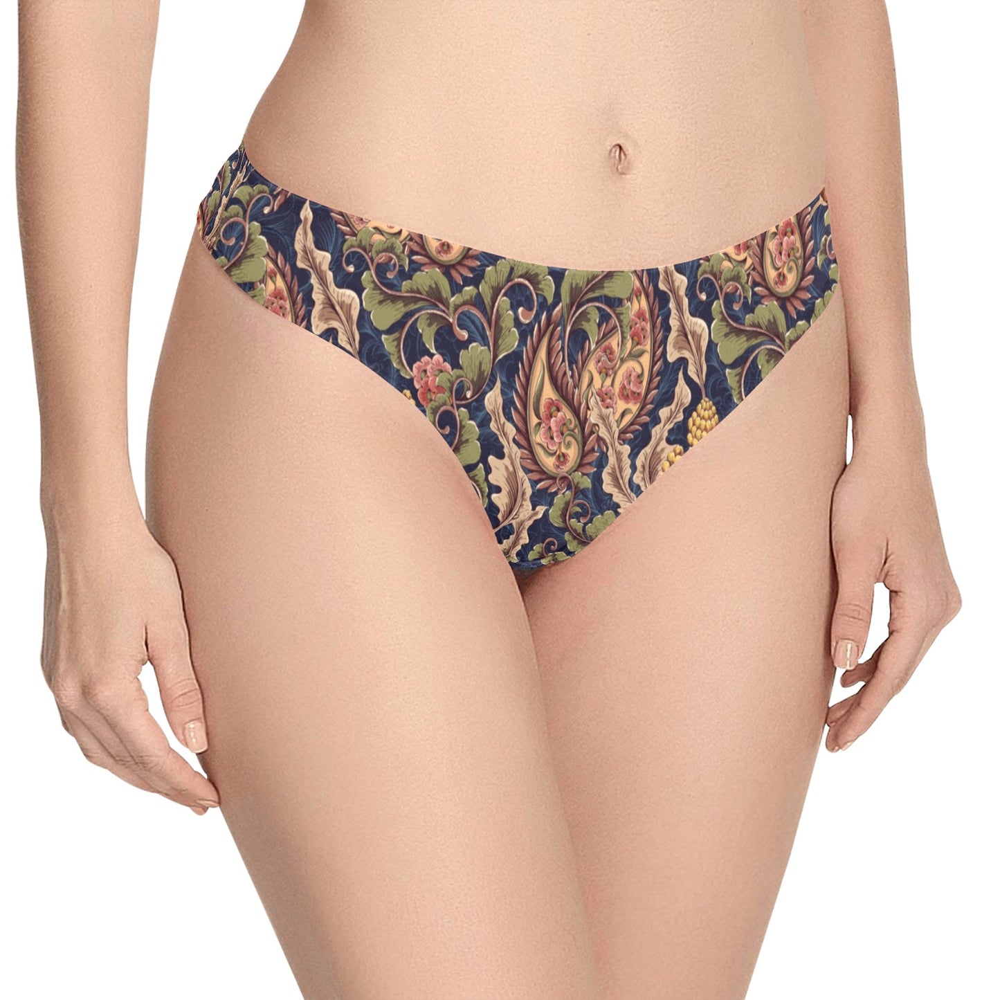 Floral Vintage Classic Print Women's Thongs