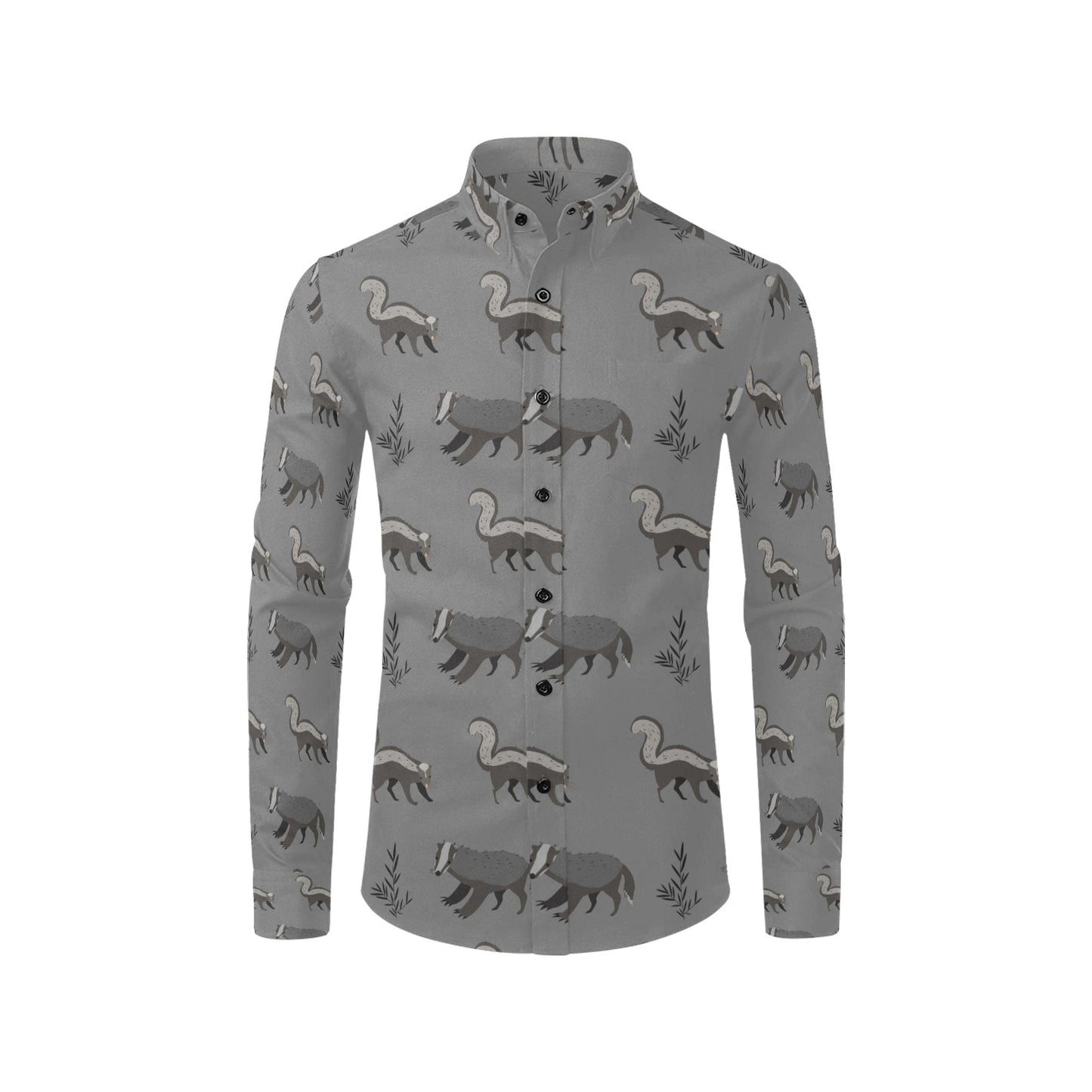 Skunk Print Design LKS301 Men's Long Sleeve Dress Shirt