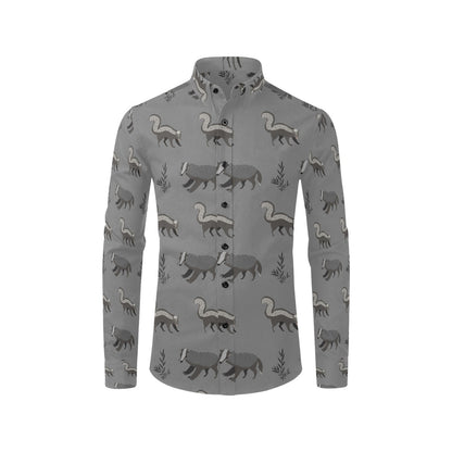 Skunk Print Design LKS301 Men's Long Sleeve Dress Shirt