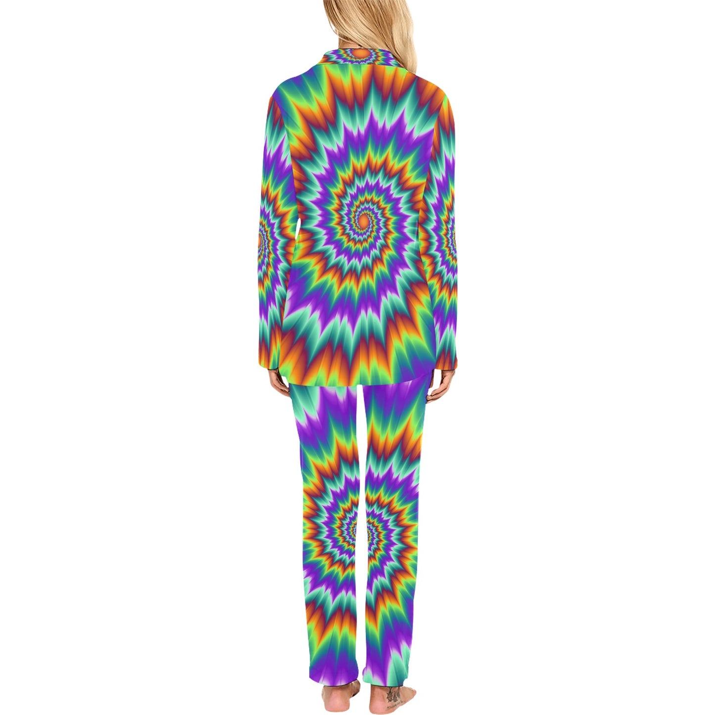 Optical illusion Pulsing fiery spirals Women's Long Pajama Set