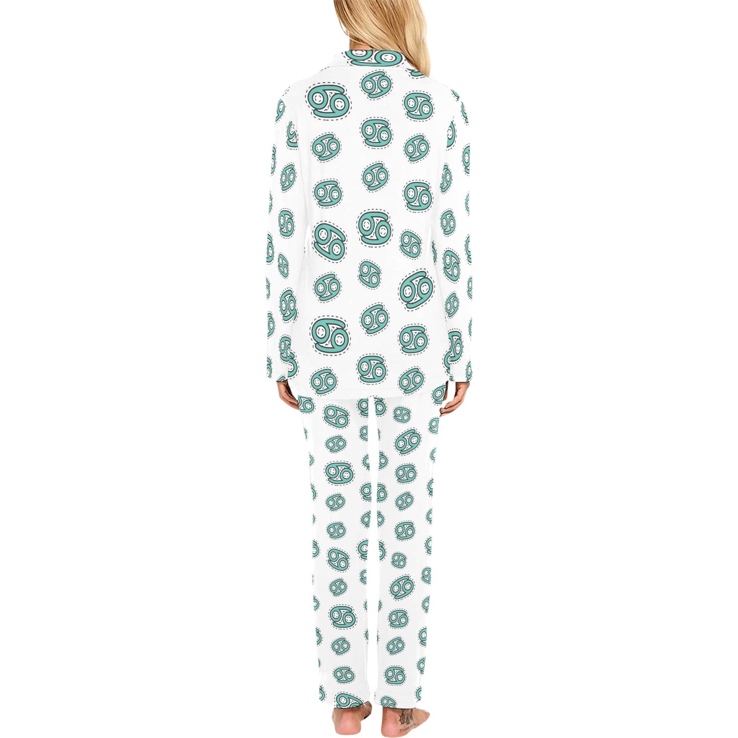 Cancer Zodiac Pattern Print Design 04 Women's Long Pajama Set