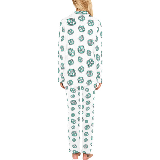 Cancer Zodiac Pattern Print Design 04 Women's Long Pajama Set
