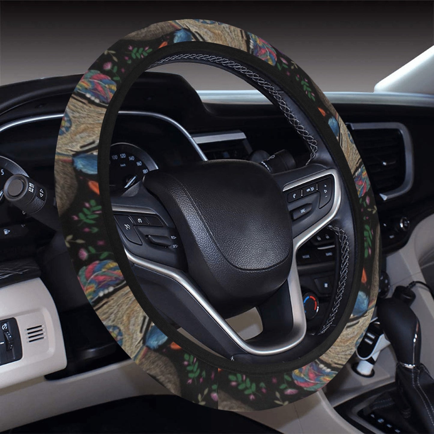 Buffalo Head Print Design LKS401 Steering Wheel Cover with Elastic Edge