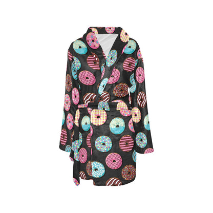 Donut Pattern Print Design DN02 Women's Fleece Robe