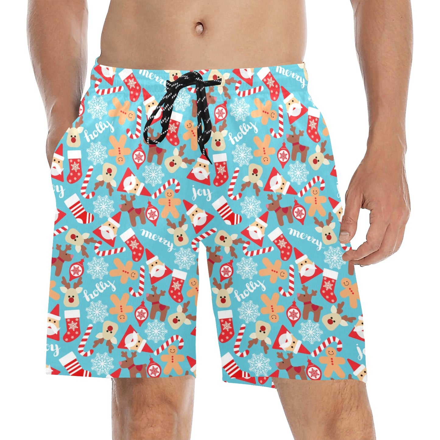 Santa Christmas Themed Print Design LKS306 Men's Swim Trunks Beach Shorts