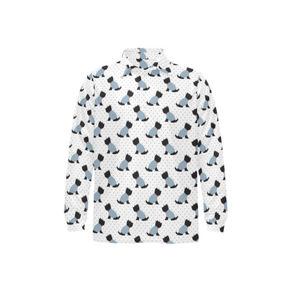 Scottish Terriers Print Design LKS3013 Long Sleeve Polo Shirt For Men's