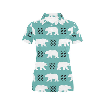 Polar Bear Pattern Print Design A05 Women's Polo Shirt