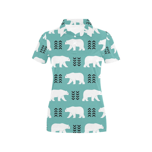 Polar Bear Pattern Print Design A05 Women's Polo Shirt
