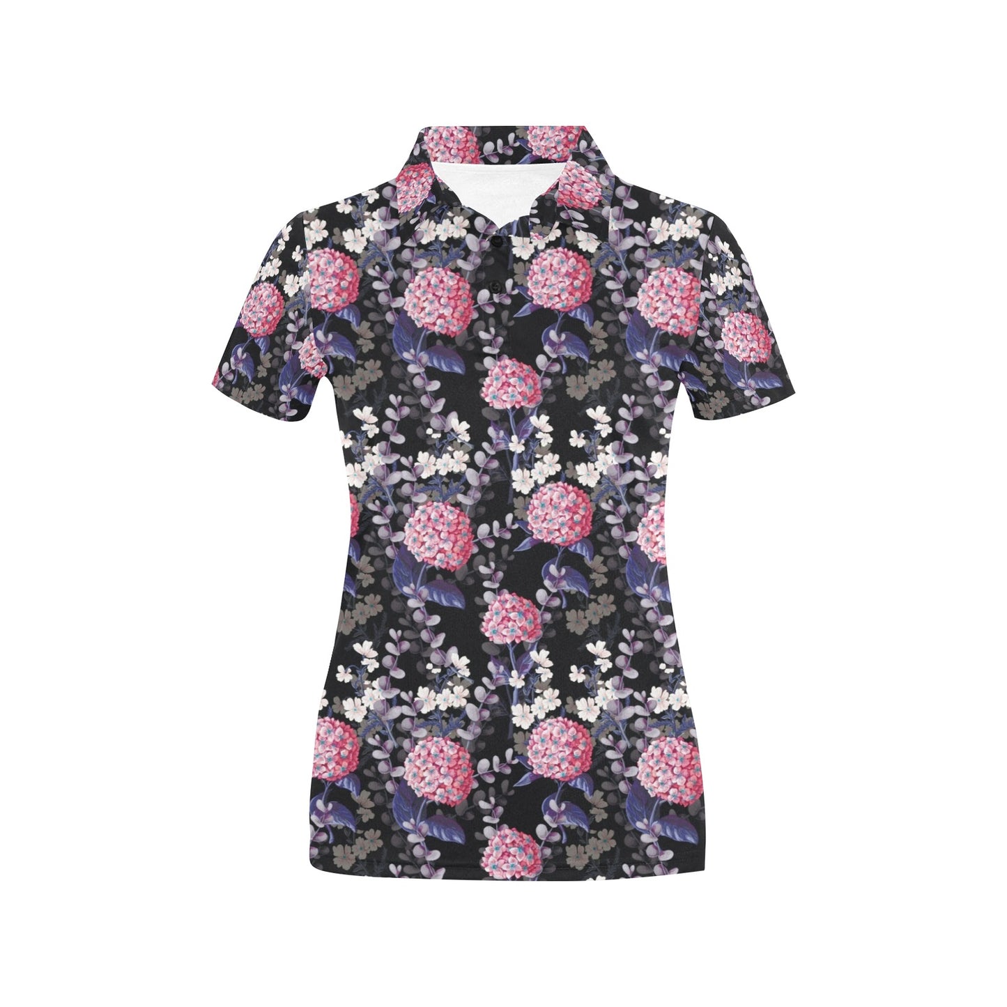 Hydrangea Pattern Print Design HD04 Women's Polo Shirt