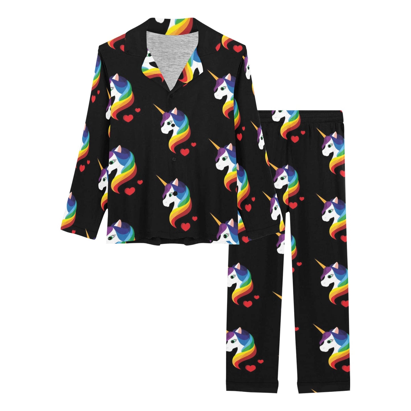 Rainbow Unicorn Pattern Print Design A03 Women's Long Pajama Set