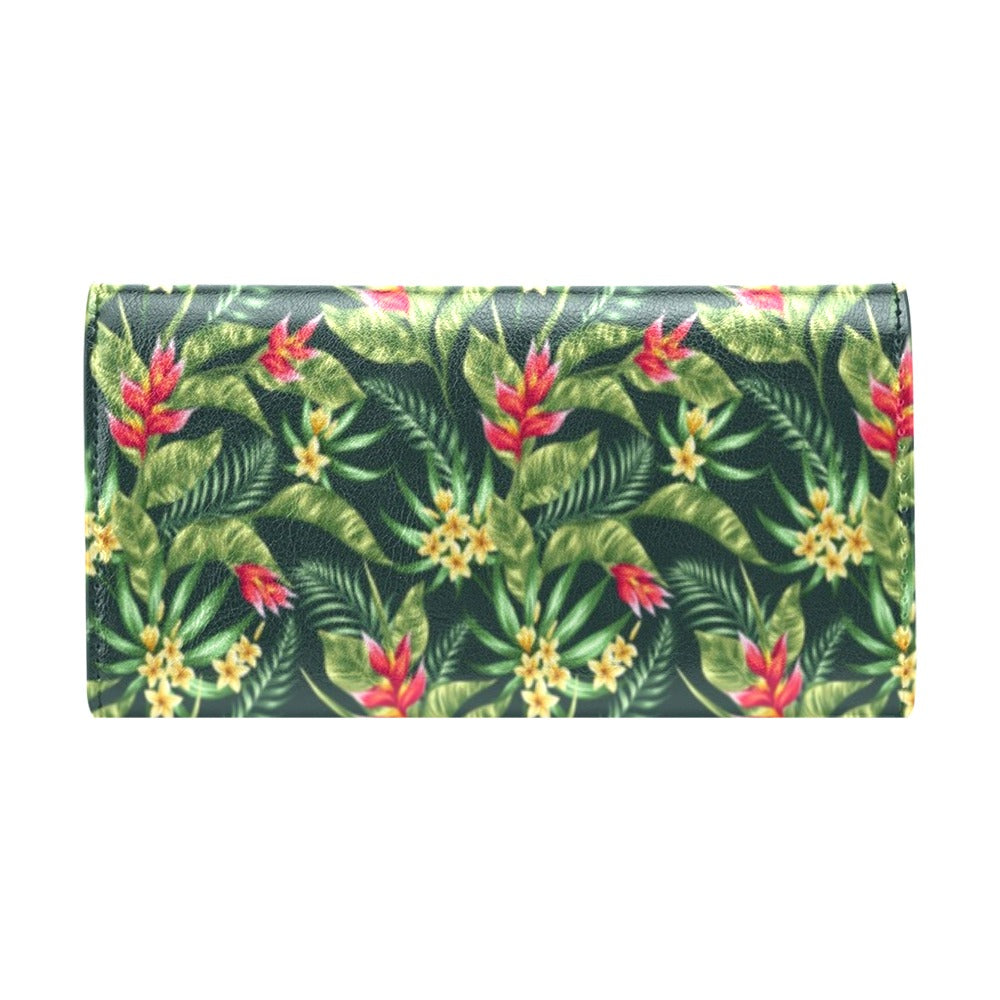 Tropical Folower Red Heliconia Print Women's Trifold Wallet