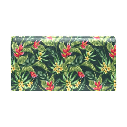 Tropical Folower Red Heliconia Print Women's Trifold Wallet