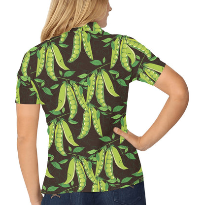 Peas Pattern Print Design A03 Women's Polo Shirt