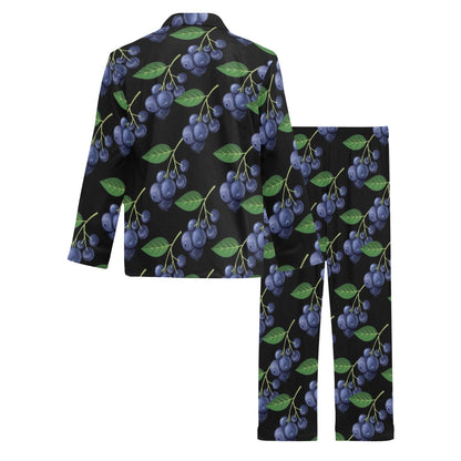 Blueberry Pattern Print Design BB01 Men's Long Pajama Set