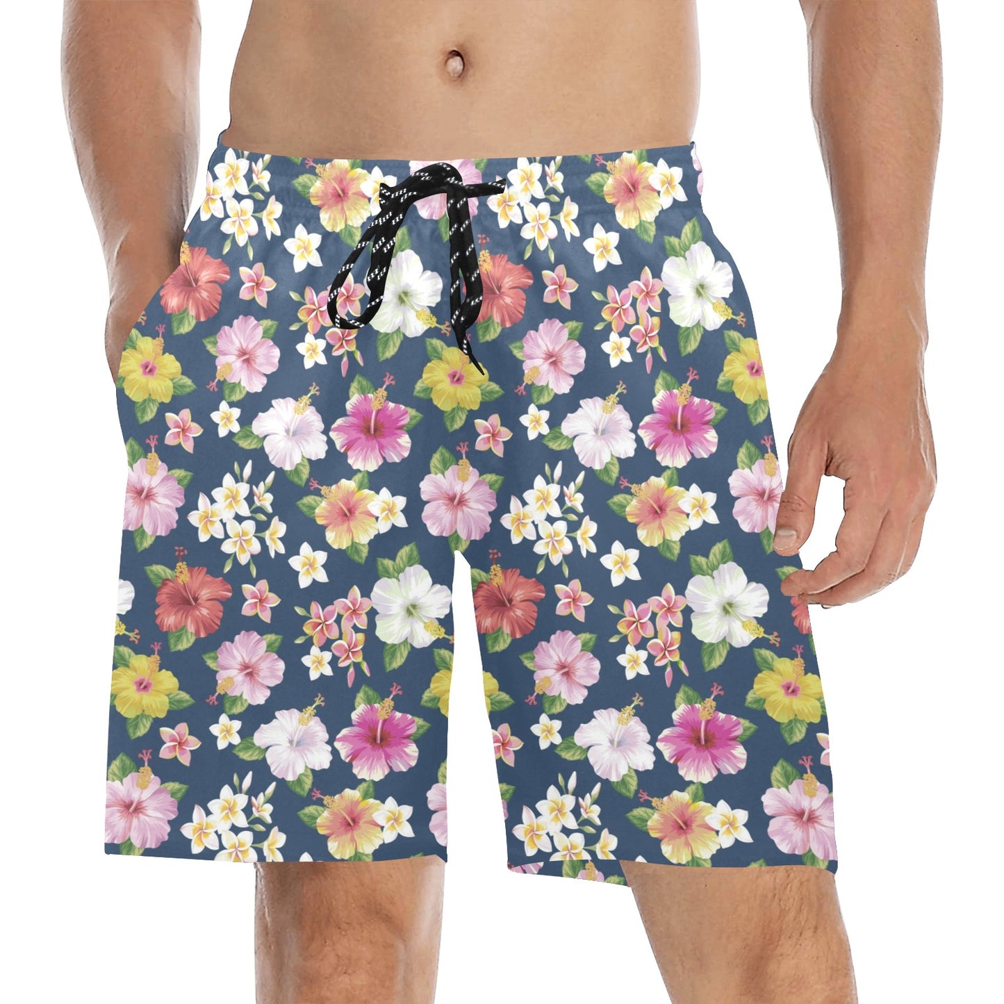 Hibiscus Sweet Print Design LKS304 Men's Swim Trunks Beach Shorts