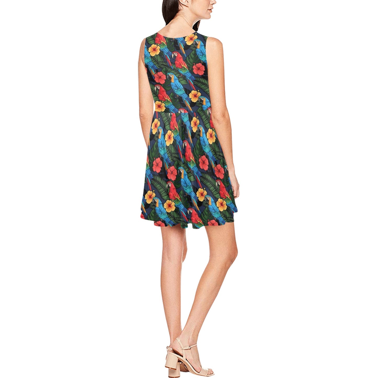 Parrot Pattern Print Design A01 Sleeveless Dress