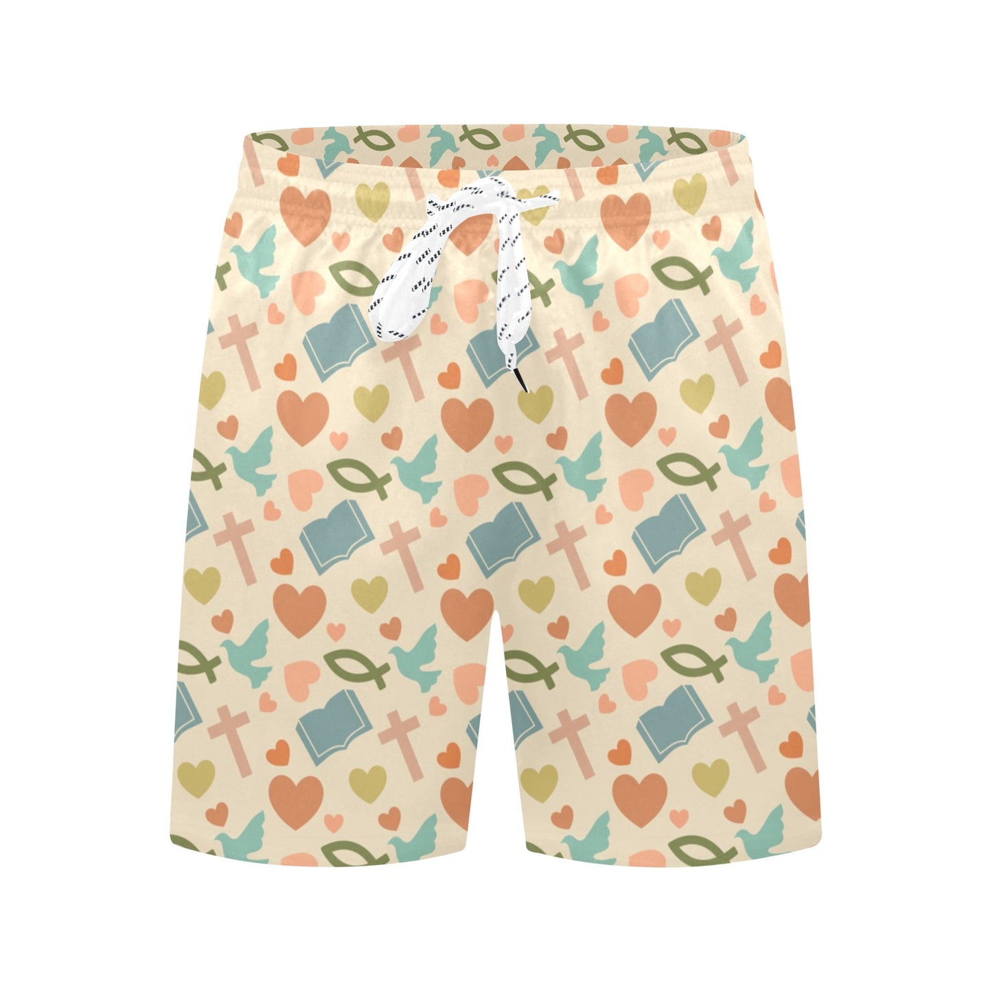 Christian Symbol Pattern Men's Swim Trunks Beach Shorts