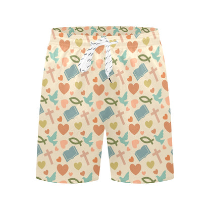 Christian Symbol Pattern Men's Swim Trunks Beach Shorts