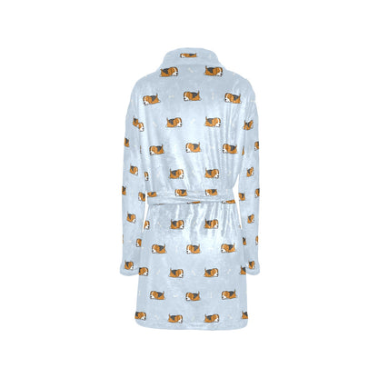 Beagle Pattern Print Design 06 Women's Fleece Robe