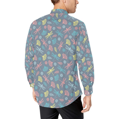 Dragonfly Print Design LKS403 Men's Long Sleeve Dress Shirt