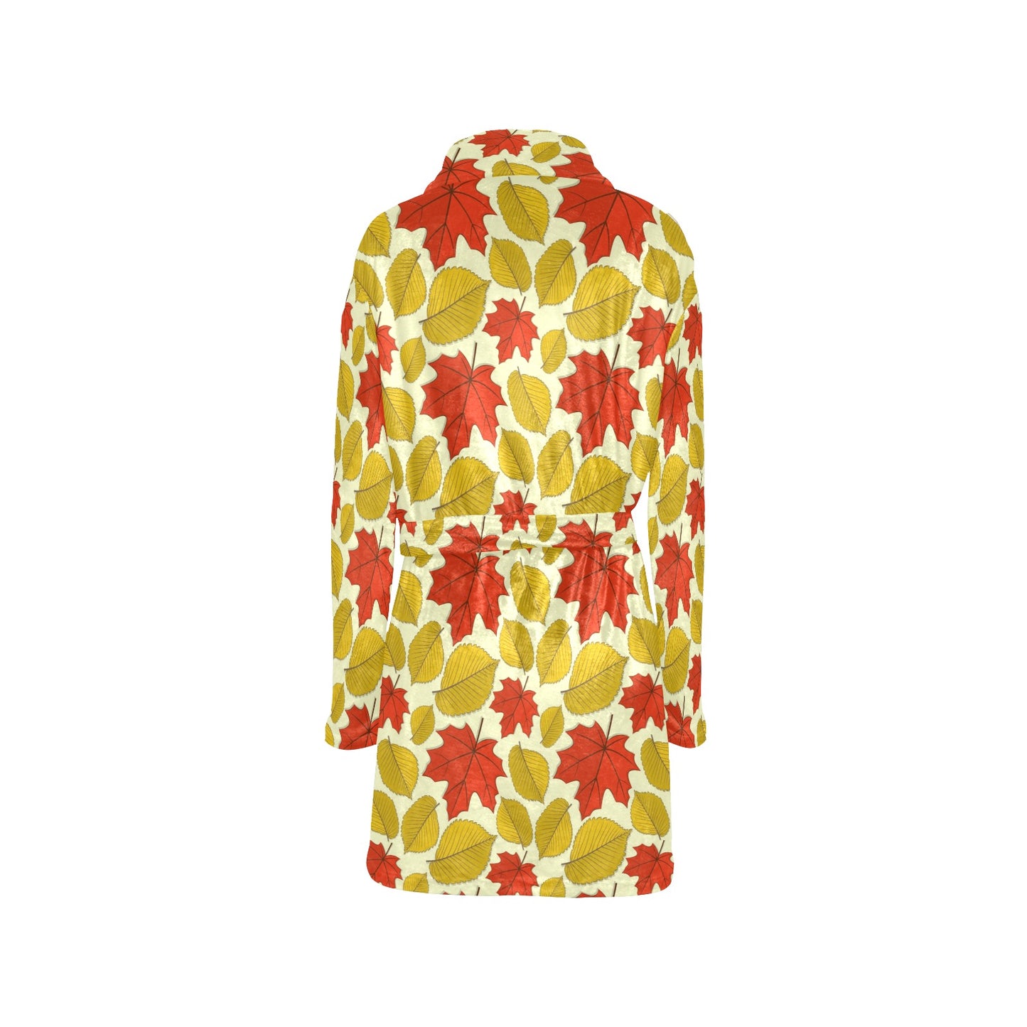 Elm Maple Leave Print Pattern Women's Fleece Robe