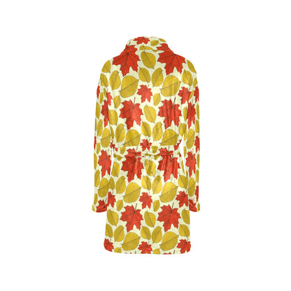 Elm Maple Leave Print Pattern Women's Fleece Robe