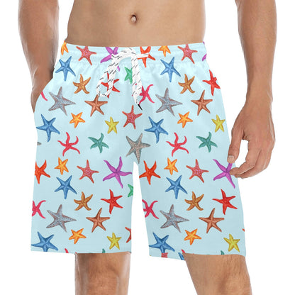 Starfish Print Design LKS402 Men's Swim Trunks Beach Shorts