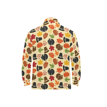 Thanksgiving Print Design LKS303 Long Sleeve Polo Shirt For Men's