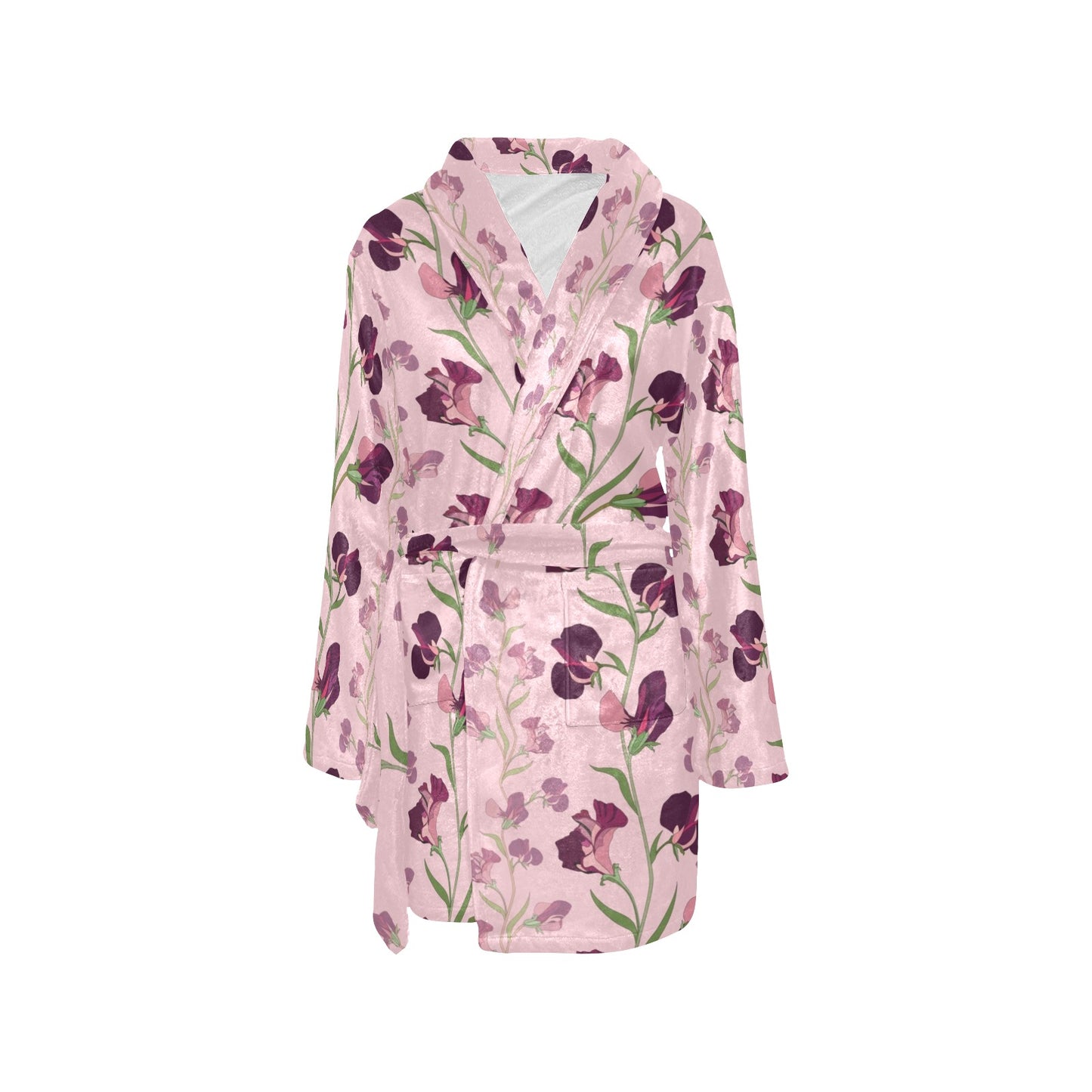 Peony Pattern Print Design PE09 Women's Fleece Robe