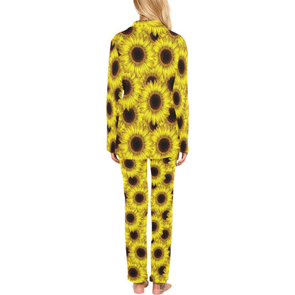 Sunflower Pattern Print Design SF011 Women's Long Pajama Set