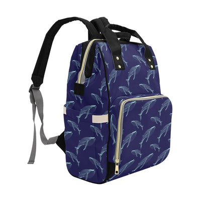 Blue Whale Print Design LKS402 Diaper Bag Backpack