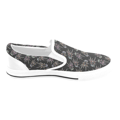 Tarantula Print Design LKS402 White Slip Ons Canvas Women's Shoes
