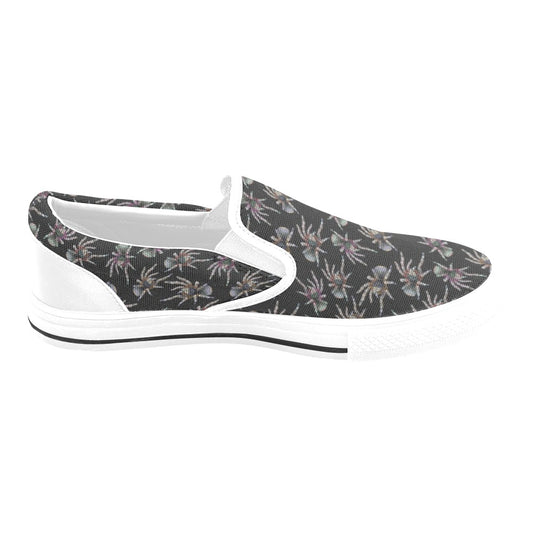 Tarantula Print Design LKS402 White Slip Ons Canvas Women's Shoes