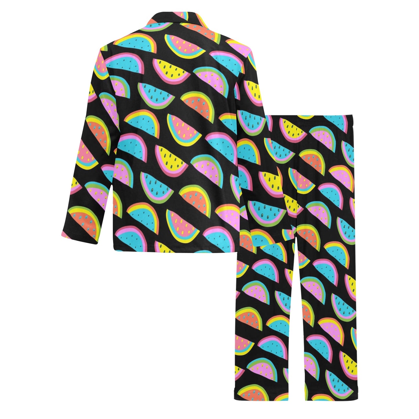 Watermelon Pattern Print Design WM08 Men's Long Pajama Set