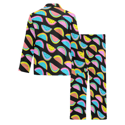 Watermelon Pattern Print Design WM08 Men's Long Pajama Set