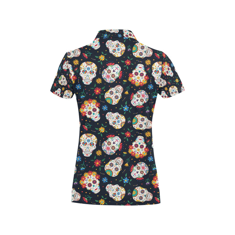 Sugar Skull Print Design LKS305 Women's Polo Shirt