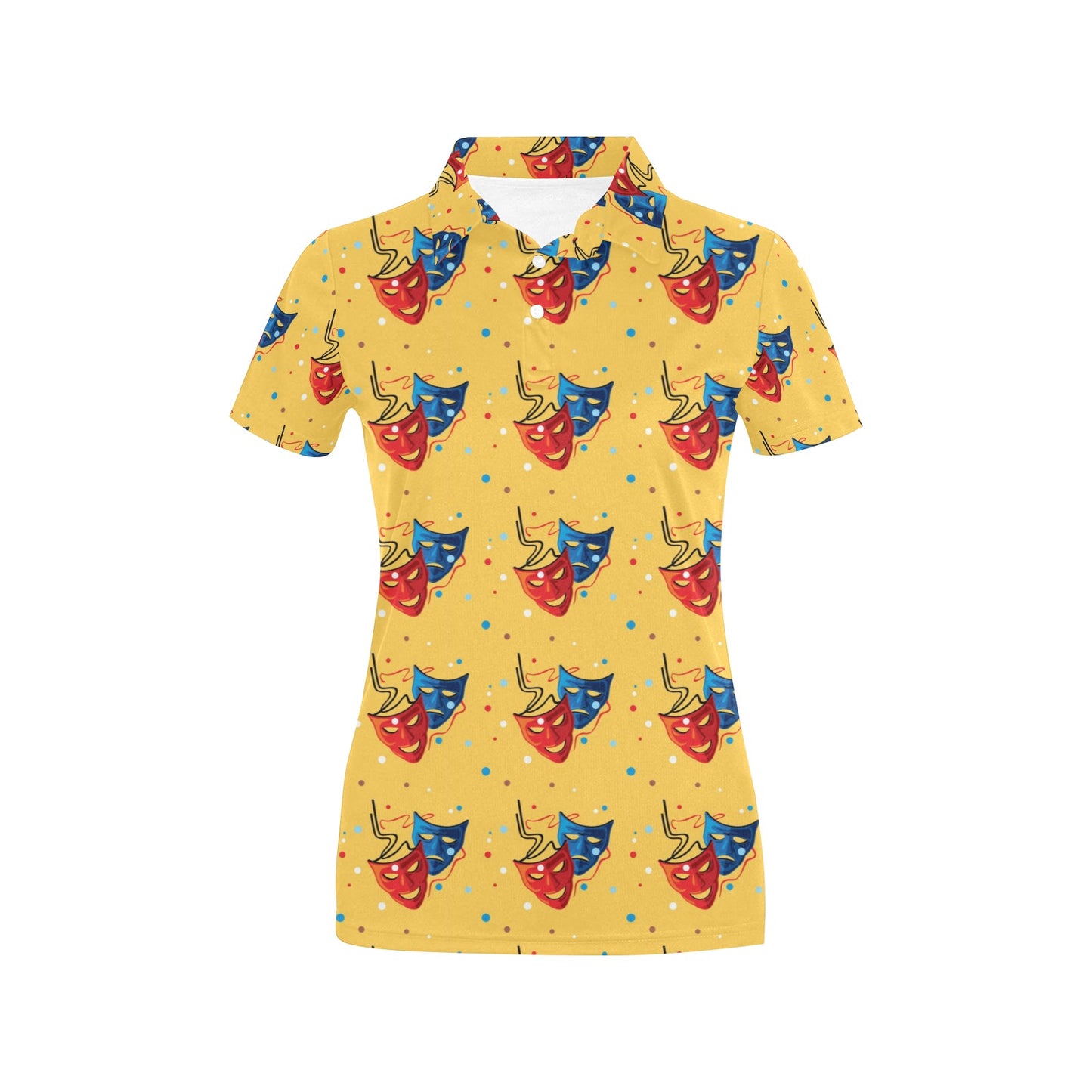 Acting Mask Pattern Print Design 02 Women's Polo Shirt