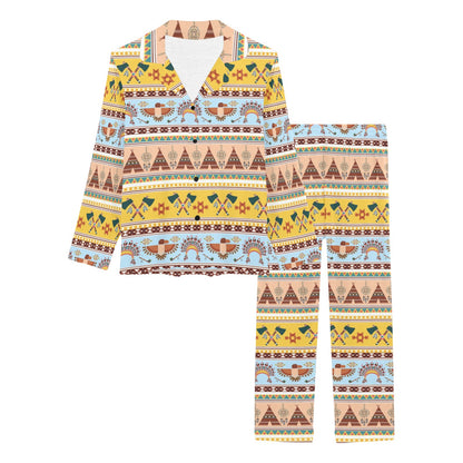 Native American Pattern Design Print Women's Long Pajama Set