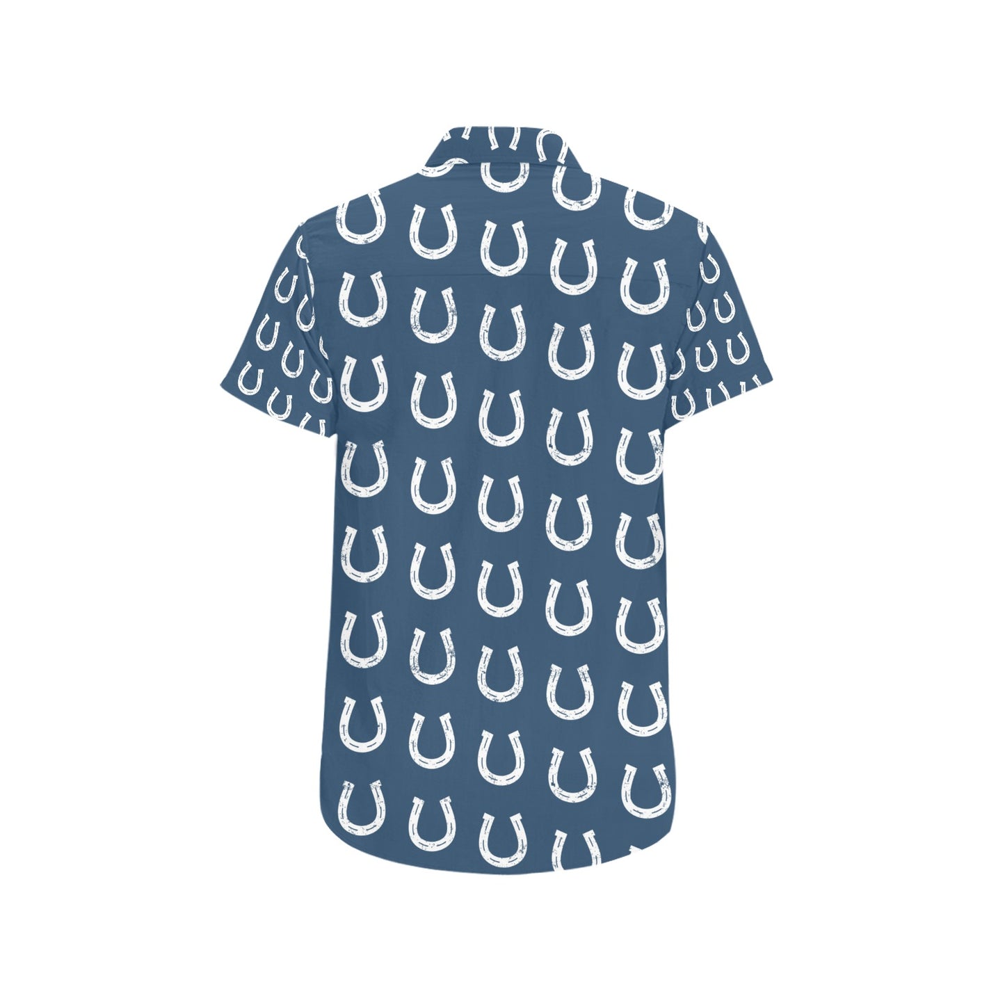 Horseshoe Print Design LKS301 Men Short Sleeve Button Up Shirt