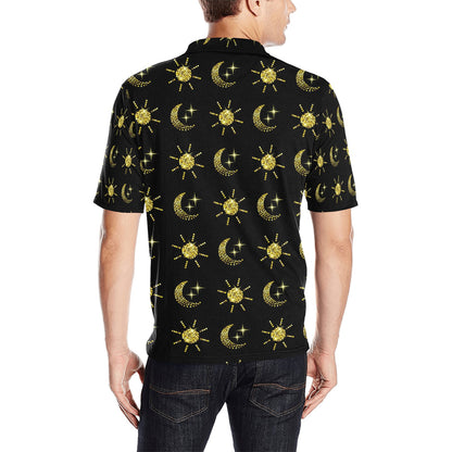 Sun Moon Print Design LKS304 Men Polo Shirt