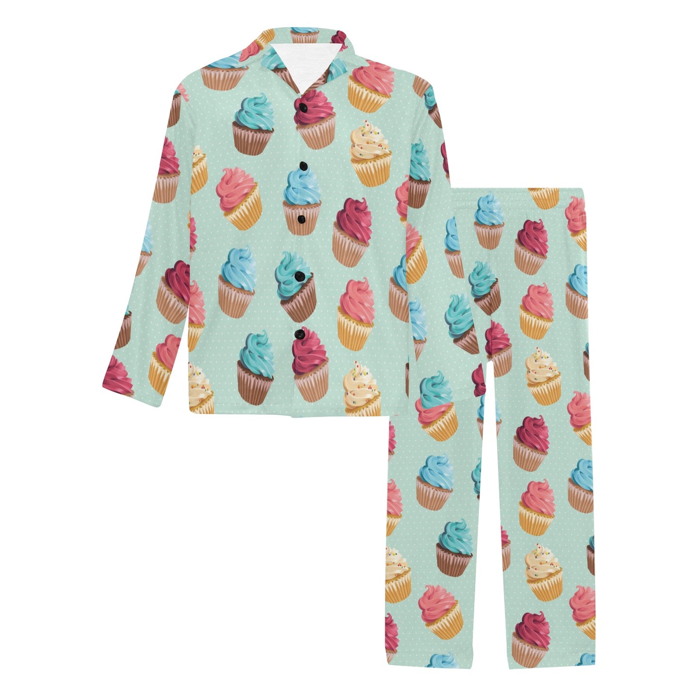 Cupcake Pattern Print Design 01 Men's Long Pajama Set