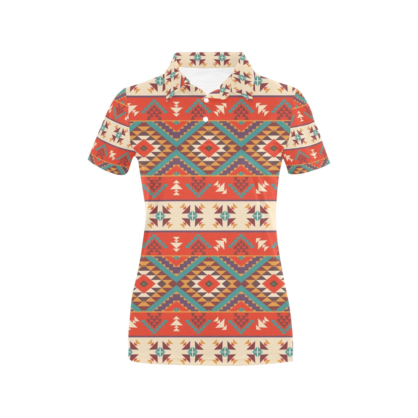 Aztec Red Print Pattern Women's Polo Shirt