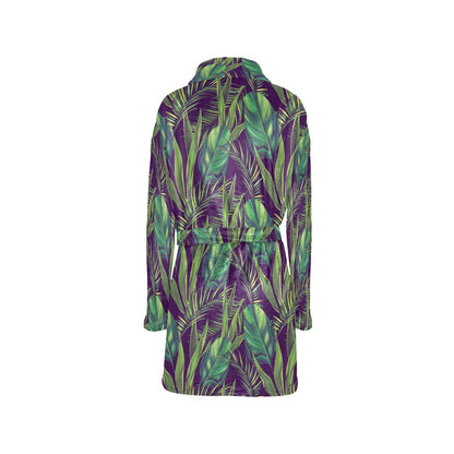 Palm Leaves Pattern Print Design PL03 Women's Fleece Robe
