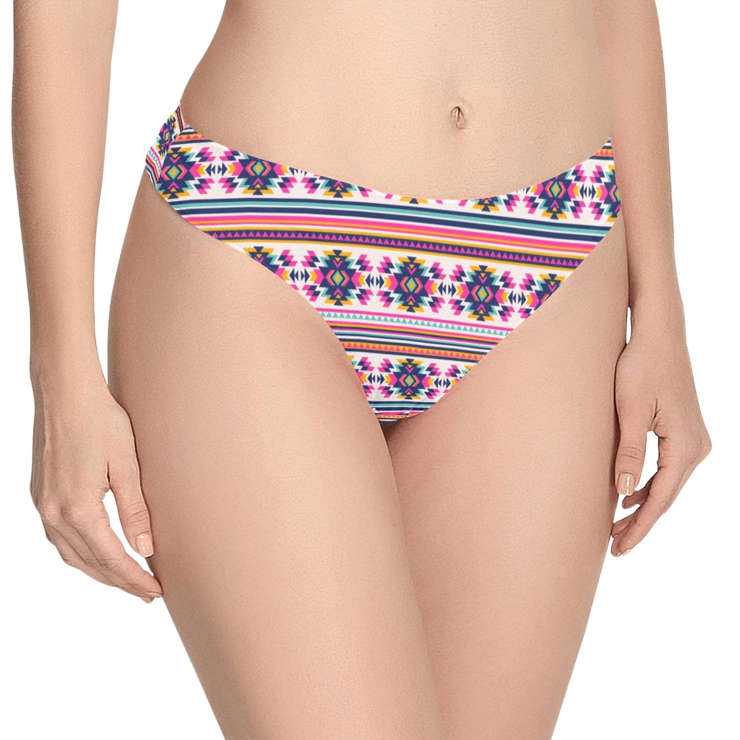 Indian Navajo Neon Themed Design Print Women's Thongs