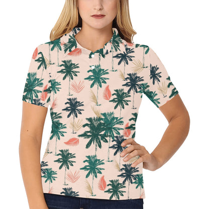 Palm Tree Pattern Print Design PT014 Women's Polo Shirt