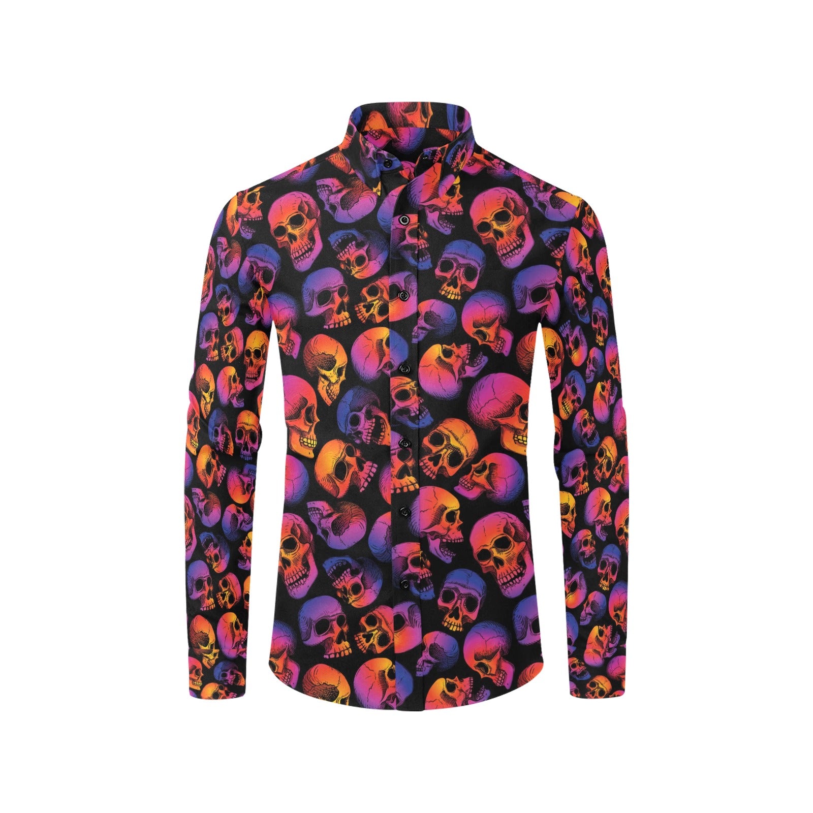 Skull Multicolor Print Design LKS3011 Men's Long Sleeve Dress Shirt – JTAMIGO Skull Multicolor Print Design LKS3011 Men's Long Sleeve Dress Shirt – JTAMIGO