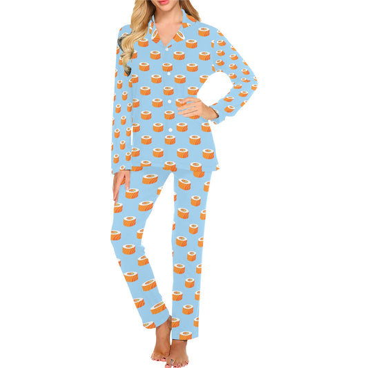 Salmon Sushi Print Design LKS307 Women's Long Pajama Set