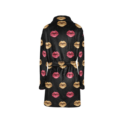 Lip Pattern Print Design 03 Women's Fleece Robe