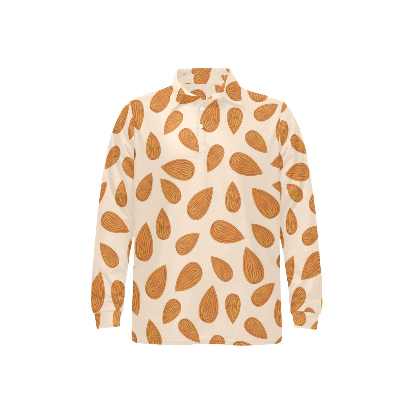 Almond Pattern Print Design 03 Long Sleeve Polo Shirt For Men's